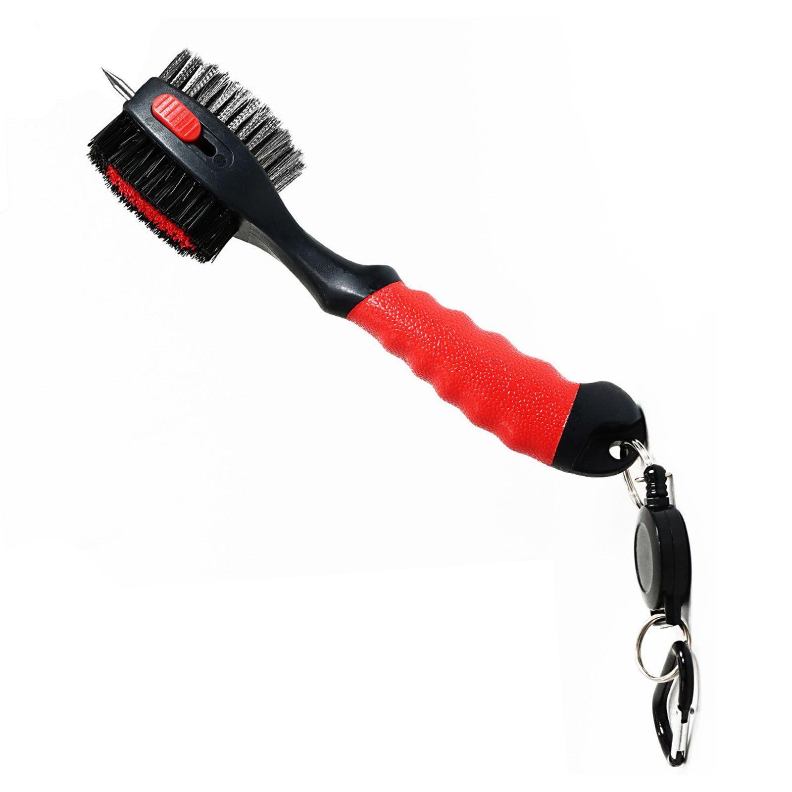 

Golf Club Brush Nylon & Bristle Golf Club Grooves Cleaner with Carabiner Clip Lightweight Ergonomic Easily Attaches to червоний