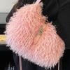 Casual Foreign Plush Portable Bucket Bag Women's 2025 Autumn and Winter New High-value Light Luxury Niche Shoulder Messenger Bag