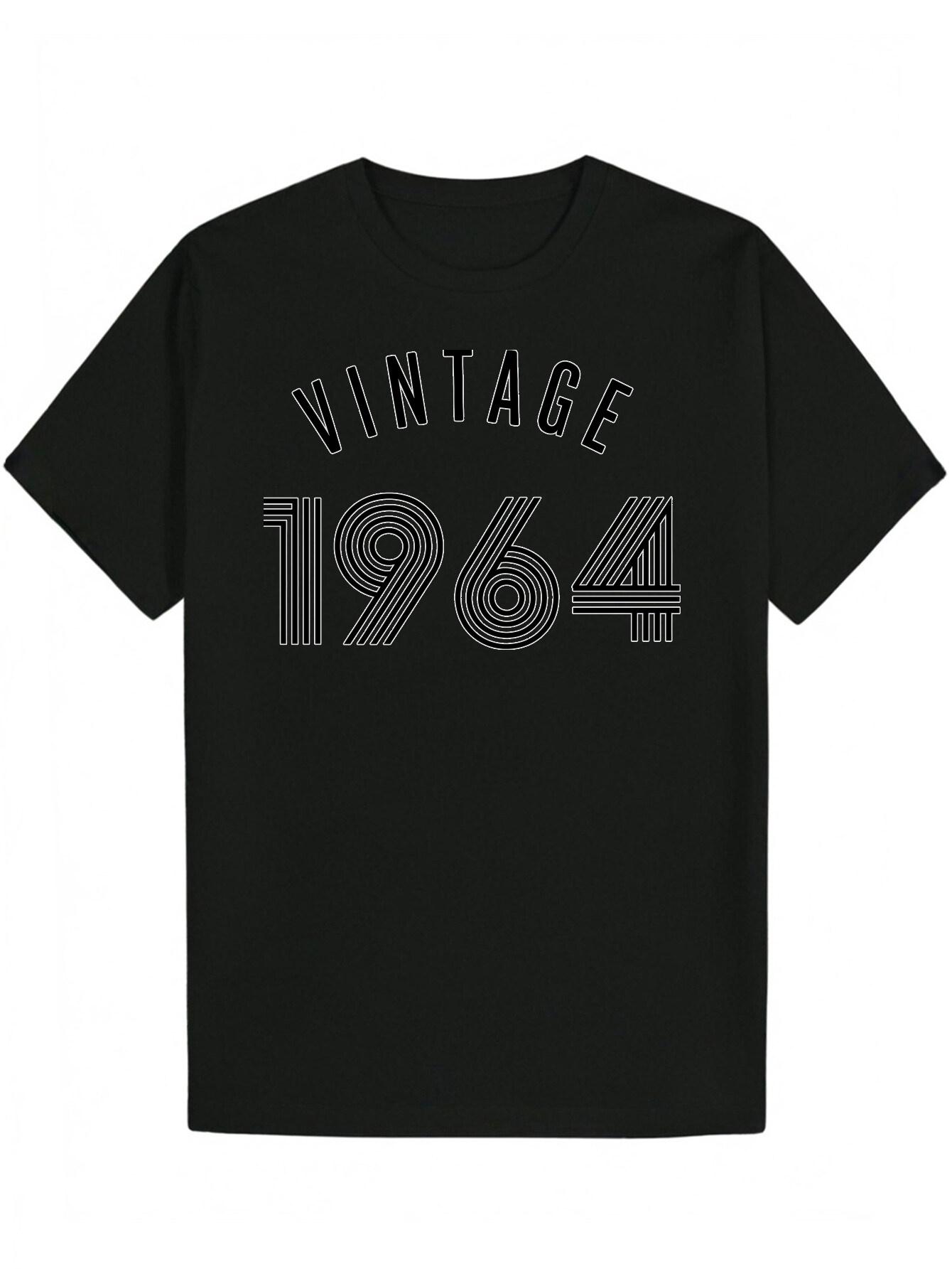 

Vintage 1964 Graphic T-shirt - Black Casual Short Sleeve Round Neck Polyester Tee XXL