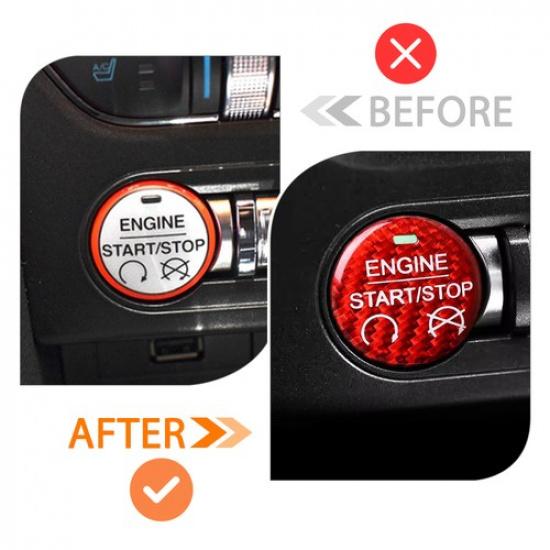 Carbon Fiber Engine Start Stop Button Switch Cover Trim For Ford Mustang 2015+