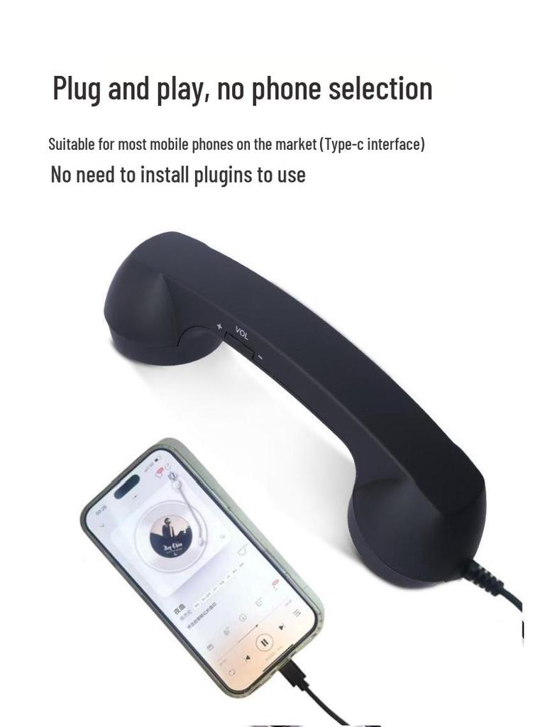 Retro Telephone Style Type-C Plug Mobile Headset with External Microphone