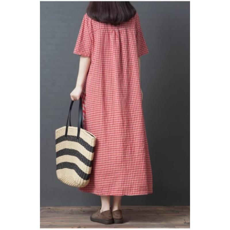 Summer Large-size Women's Checked Dress