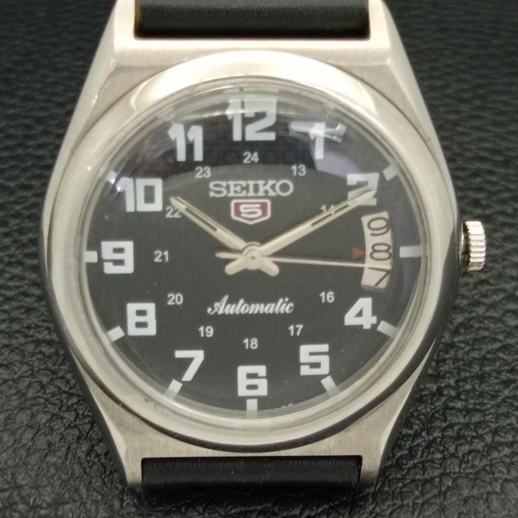 USED VINTAGE SEIKO 5 AUTOMATIC 7025A JAPAN MENS BLACK COLOR DIAL WATCH A434210-2 R120-a434210