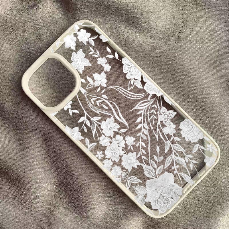 Funda de Teléfono Transparente con Encaje Blanco Estilo Ins para iPhone 17 16 15 14 13 12 11 Pro Max 16 Plus Fundas de Cobertura Dura a Prueba de Golpes