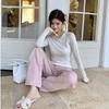 2026 Spring/Summer Women's White Patchwork Long Sleeve Knit Top