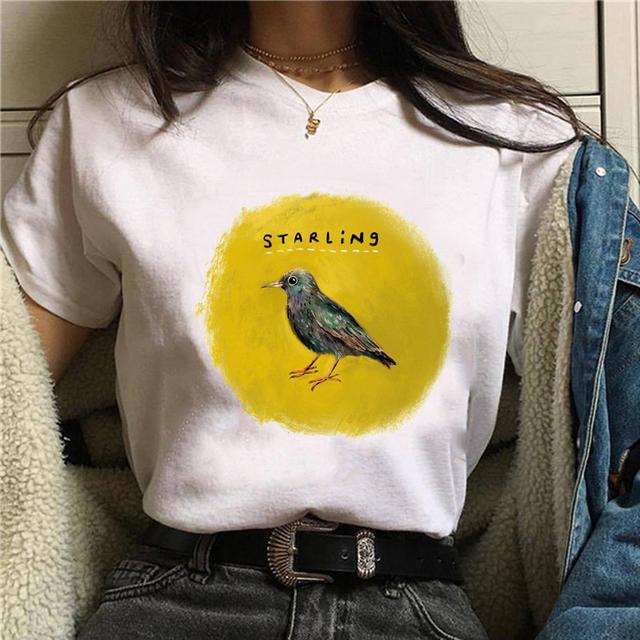 Summer Fashion Oversized T-Shirt for Women Harajuku Style Cockatiels Parrot Graphic Loose Short Sleeve Funny Bird Print Top