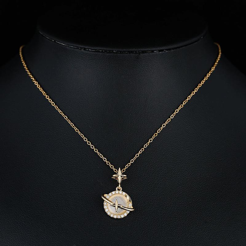 Chic Universe Planet Gold Necklace for Sweet Girlish Charm шампанского