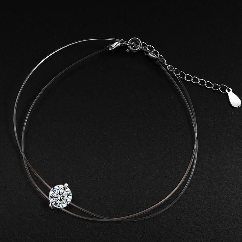 Mermaid Tears Invisible Fishing Line Necklace With Zircon Pendant Elegant Minimalist Jewelry Gift For Valentine S Day Summer Wear