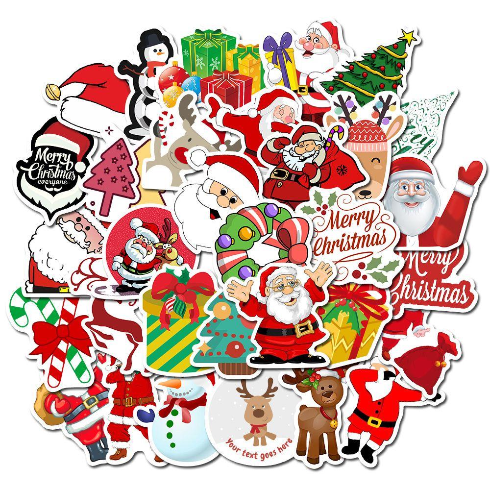 

Laptop Home Decoration Merry Christmas Stickers Santa Claus Snowman Pattern Decorative Sticker