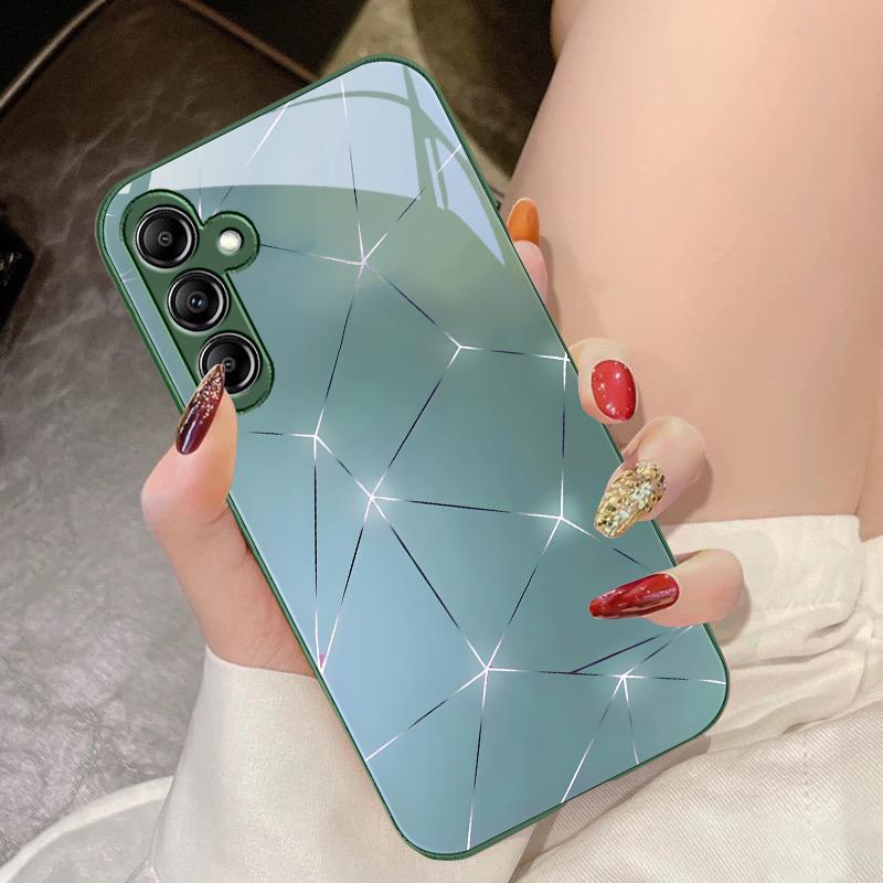 

Lingge Сверкающий Свет Для Samsung Galaxy A14 4G 20 30 52 20S 21S 22 A32 33 34 42 50 51 53 54 70 71 72 73 5G Стеклянный Чехол для Телефона For Samsung A72 4G