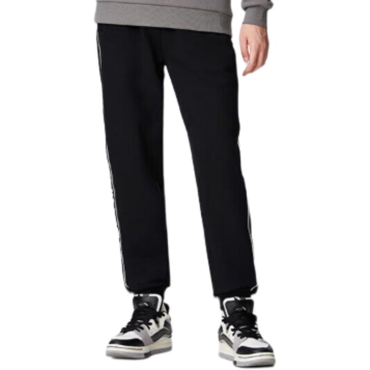 Li Ning Sports Fashion Series Loose Comfortable Fleece Casual Pants Men bottoms Black YKLU327-1