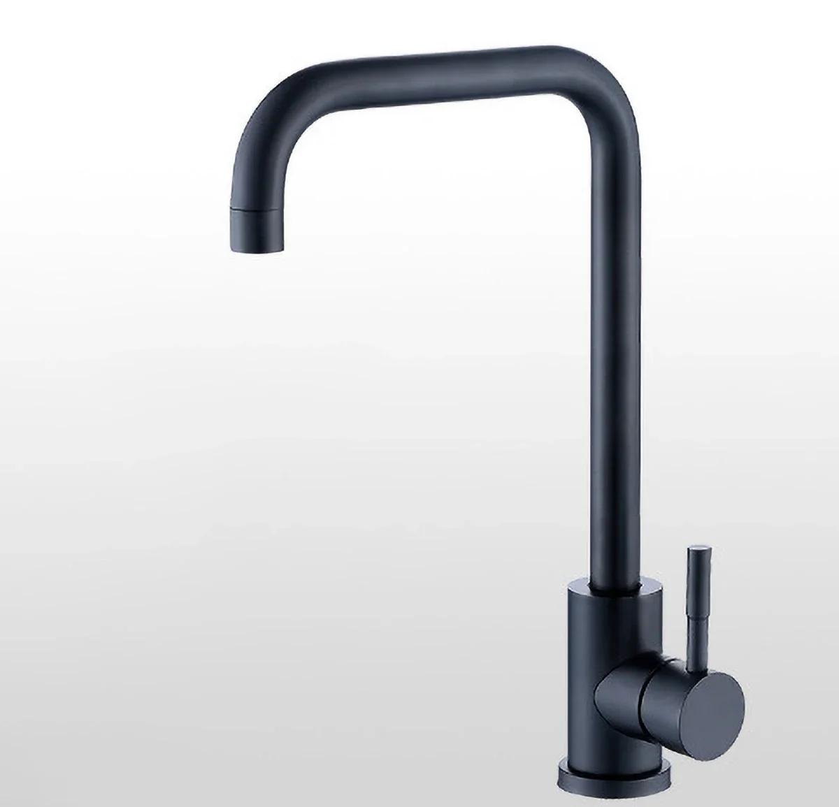 

G1/2 black Stainless Steel Kitchen Faucet Water Purifier Single head Cold water Taps Rotation Deck Mount Handle Faucet 9/16 чёрный