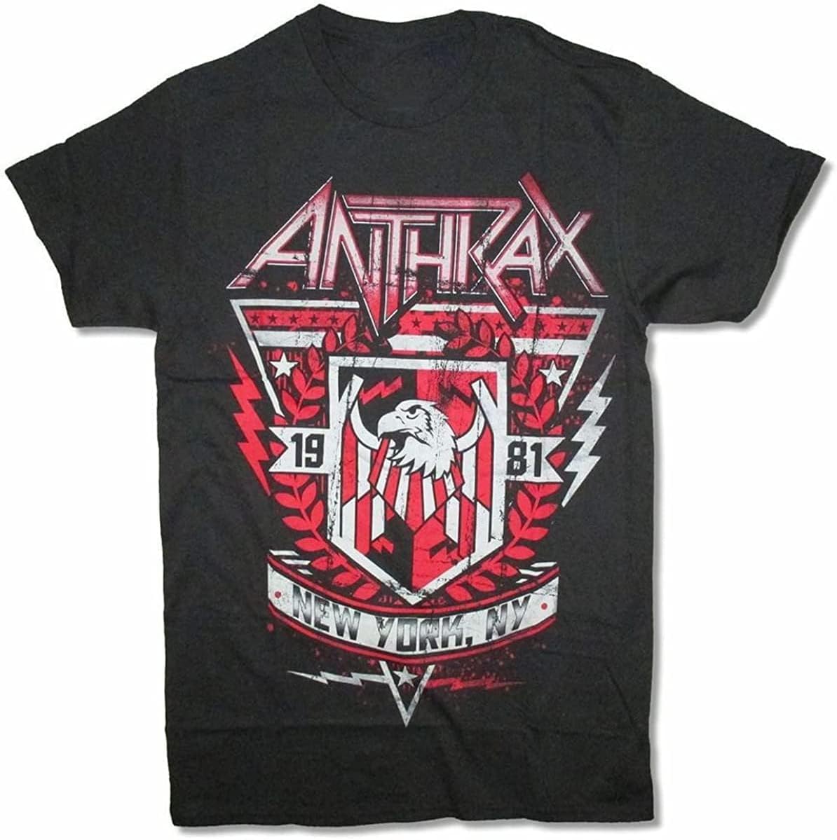 Anthrax 1981 Crest York NY Black T Shirt Band Merch Black S чёрный