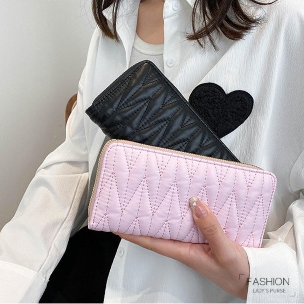 

Zipper Long Wallet Solid Color Women Card Holder New Card Storage Bag зелений