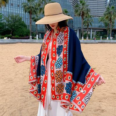 Vintage Ethnic Style Lightweight Sun Protection Beach Travel Fashion Scarf For Women