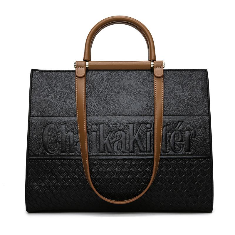

Women s handbag new simple letter embossed large tote bag European and American fashion large capacity shoulder bag women