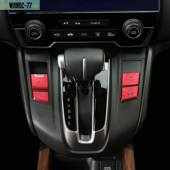 4PCS For Honda CR-V CRV 2017-20 Red Interior Gear Shift Box Gears Button Trim