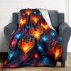 1pc Heart Flames Print Blanket   Lightweight Flannel Throw Blanket For Sofa, Bed, Living Room, Office, Outdoor Travel, Camping