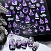 1Pcs Christmas Embossed Nails Art Stickers Dreamy Castle Christmas Tree Snowflake Self-Adhesive Manicure Decals Nail Decoration