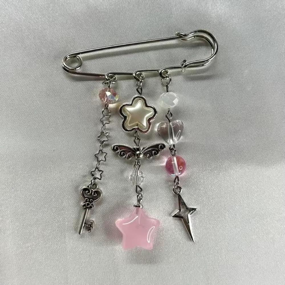 Bag Charm Sweet Brooch Clip Y2k Gothic Beaded Brooch Aesthetic Beaded Bag Pins  Bag Accessories