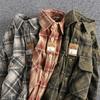 Spring and Autumn Men's Classic Checkered Long Sleeve Shirt Retro Men's Long-sleeved Shirt Washed Corduroy Comfortable Daily Coat