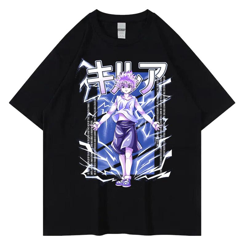 Japanese Anime Full Time Hunter X Hunter Tide Harajuku Hip Hop Street Retro Cotton T-Shirt for Men and Women