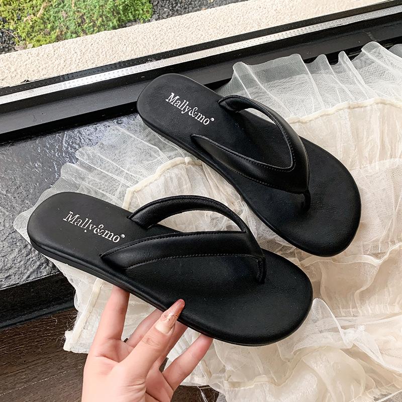 Nisch minimalistiska flip-flops skor dam sommarplagg plattbottnade avslappnade kläm fötter strand coola tofflor