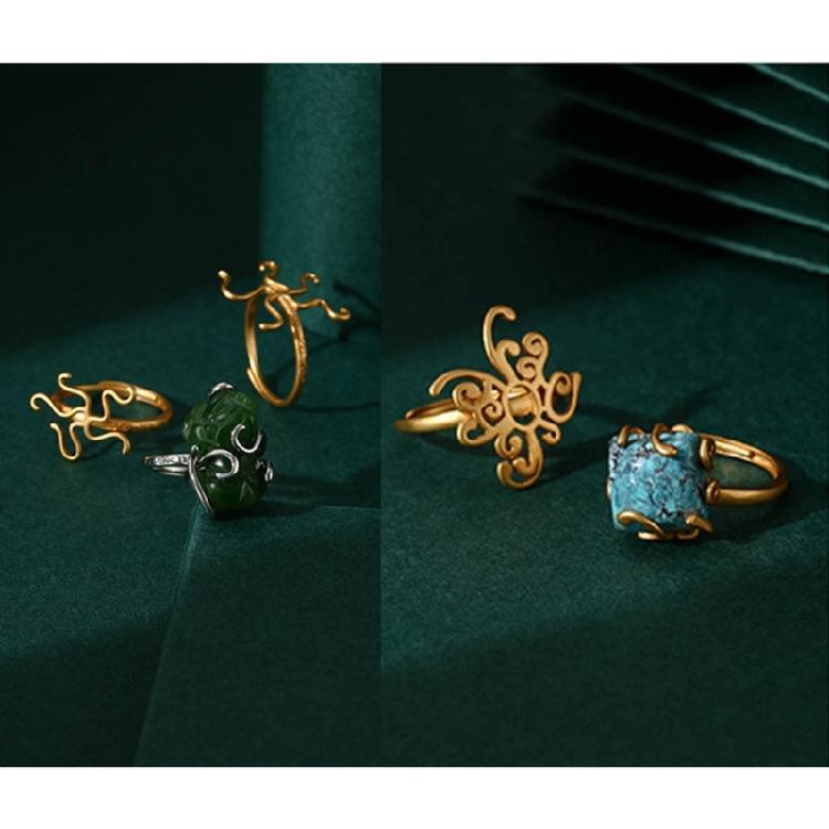 Women Opening Blank Rings Base Bracket Tray DIY Setting Jewelry Findings Making