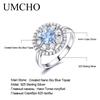 Umcho Sky Blue Topaz Ring Anniversary Birthday Valentine's Day Jewelry Gifts for Women Wife Her Girls
