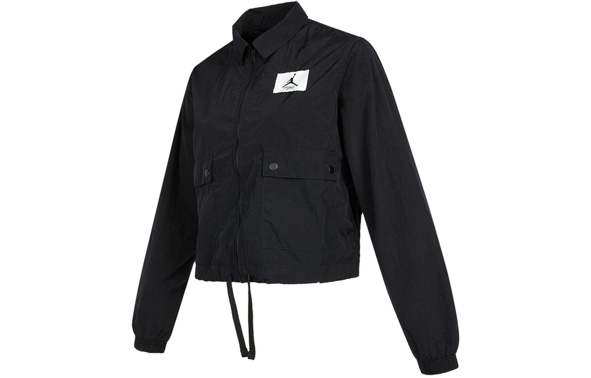 Jordan Women's Black Essentials Cropped Coats Lapel Moderate Dd6993-010 Cm