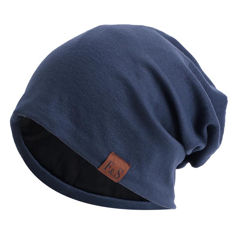 European and American fashion fashion leather label stacking hat, double-layer thermal cover hat, solid color confinement hat JDU-A