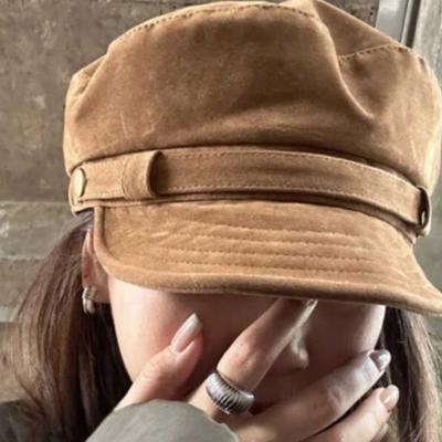 Herbst Neu Retro Britischer Stil Zeitungsmädchen High-End Wildleder Achteckige Mütze Zeigt Gesicht Modische Malermütze