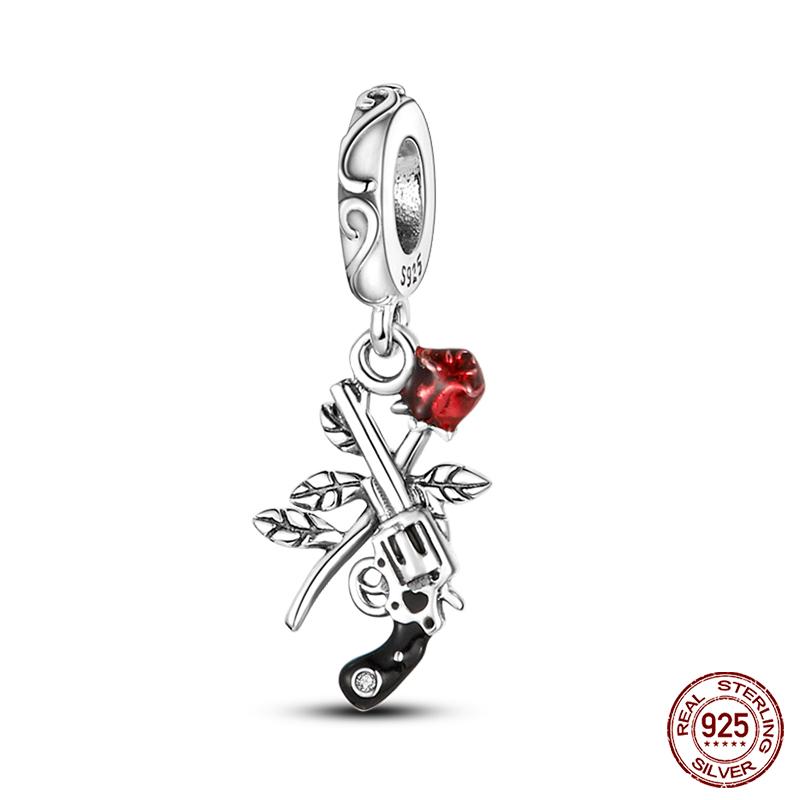 Charms Fit Qikaola Original Bracelet Red Series Motorcycle Luggage Copper Charms Beads For Women Lucky Birthday Jewelry Gift