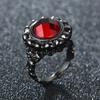 Black Skull Finger Ring for Women Red Heart Crystal CZ Rose Gold Jewelry Gift for Girls Wedding Band Female