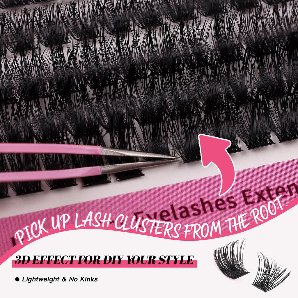 C Curvature Diy Segmented Single Cluster Of False Eyelashes 8-18Mm Thick Curled Eyelashes