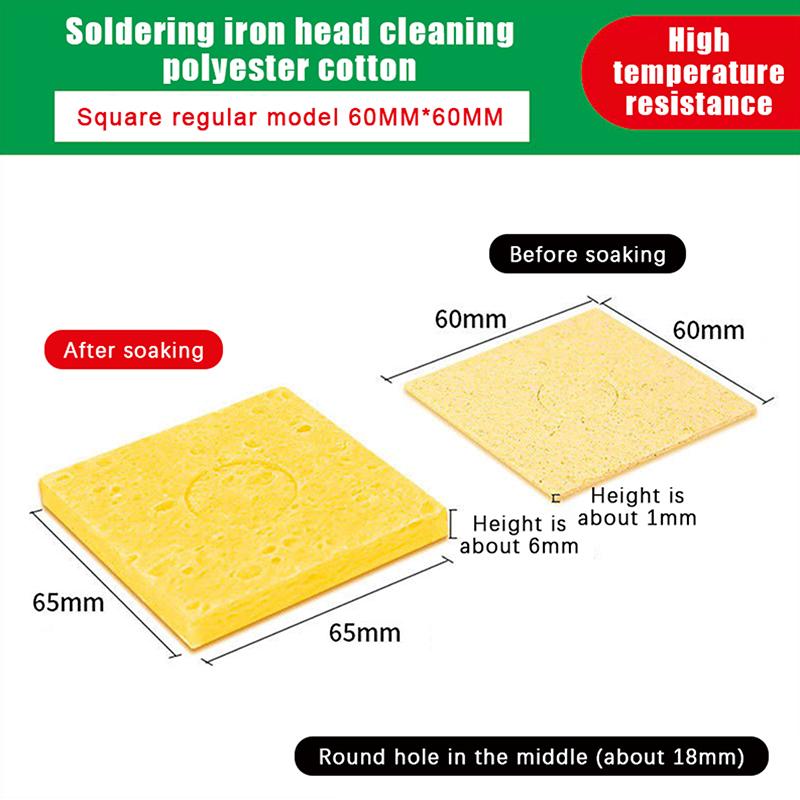 5Pcs Desoldering Soldering Iron Accessories 6*6CM Soldering Yellow Clean Sponge Solder Tip Cleaning Sponges Cleaner Pads