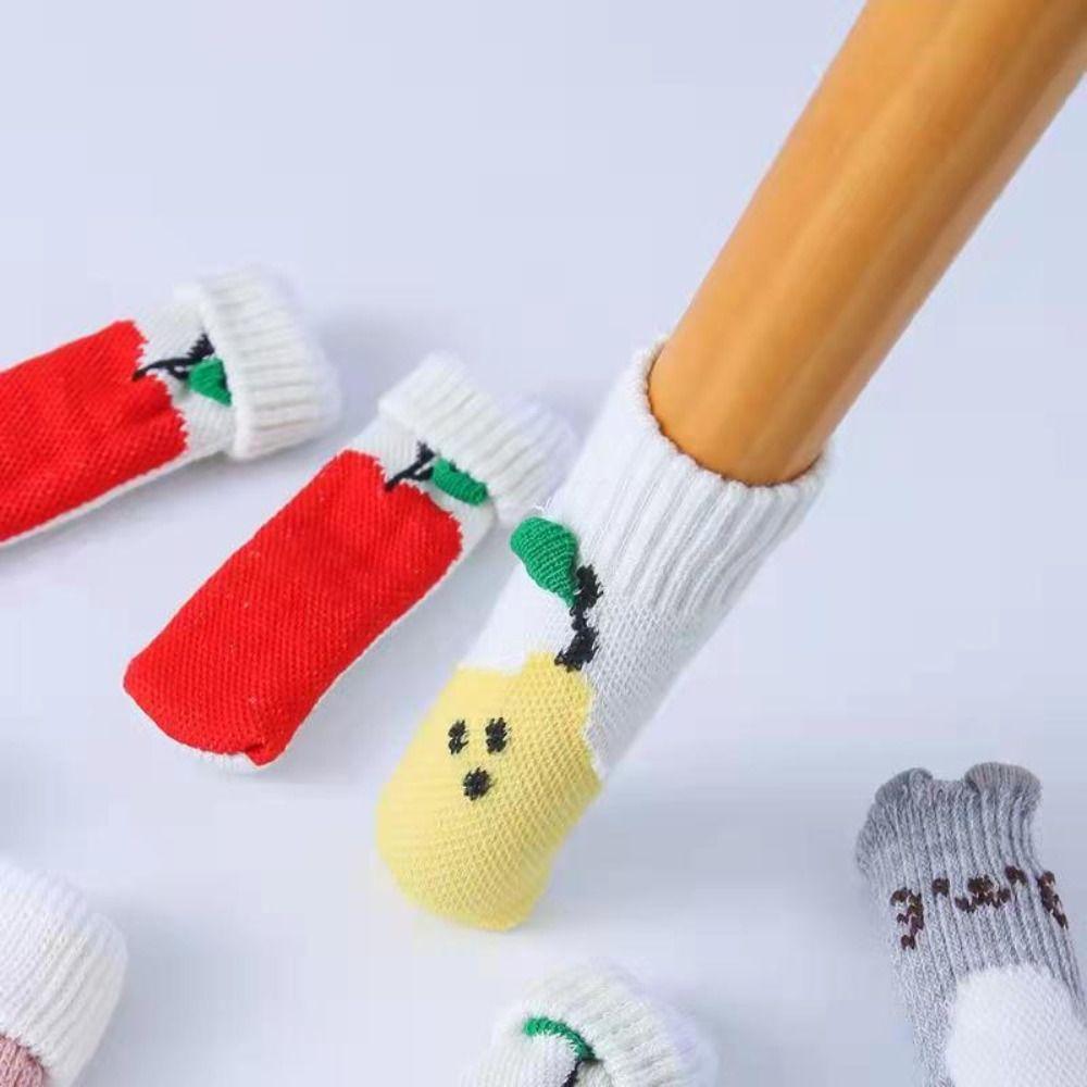 4Pcs/Set Noise Reduction Knitted Table Leg Cover Non Slip Chair Feet Socks  Furniture Legs