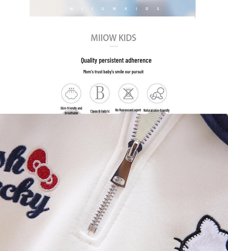 Girls' Sailor Collar Cartoon Sweatshirt - Seasonal Casual Top for Fall and Winter