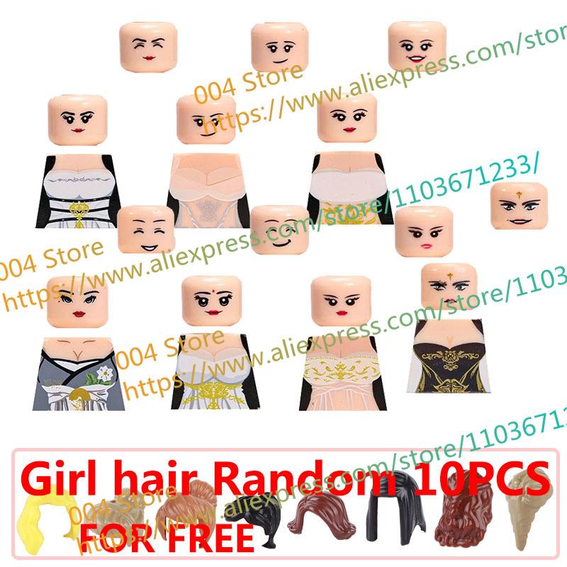 18+ Adult Building Block MOC Anime Action Figure Sexy Model Date Cartoon Swimwear Girl Hair Kit Ornament Toy Gift Collection F31