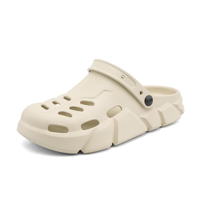 

Обувь с дырками мужская обувь 2025 летняя одежда нескользящая сумка голова тапочки мужские повседневные ощущение наступания на дерьмо пляжные ленивые полушлепанцы 45