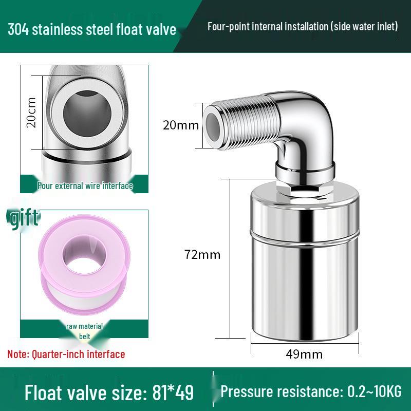 Soupape à flotteur automatique en acier inoxydable 304 pour le contrôle du niveau d'eau dans les réservoirs