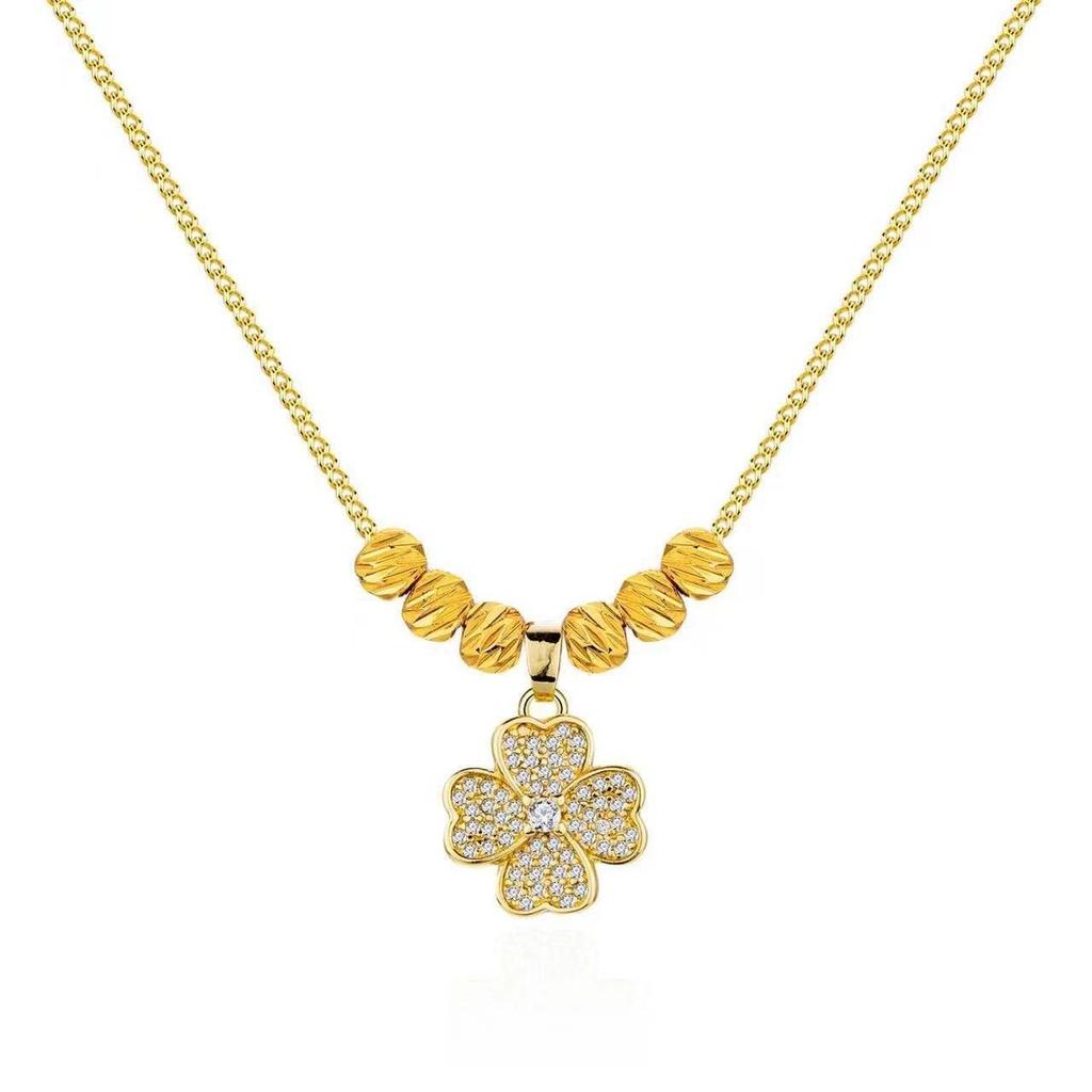 Lucky Clover Necklace Women'S Fashion Lamp Luxury Premium Transfer Bead Ins Style Niche Design Pendant Premium