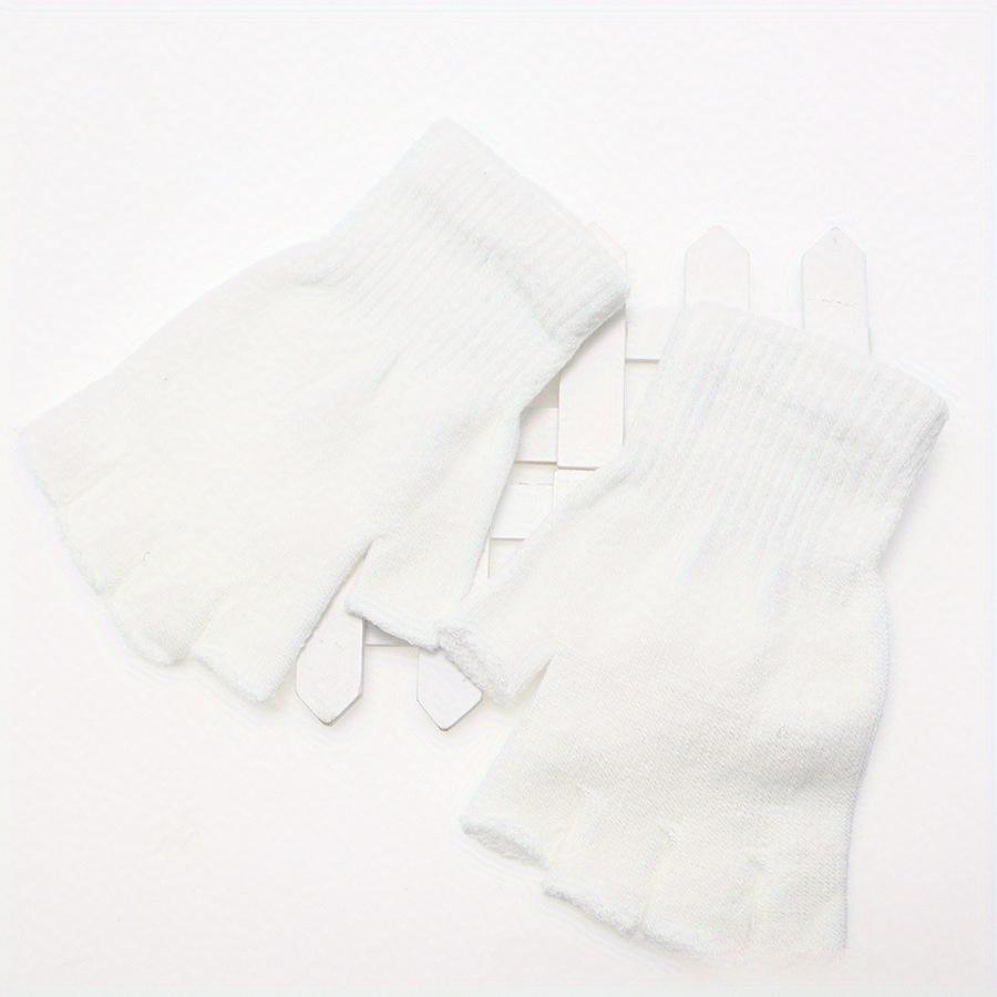 

Черные короткие перчатки без пальцев, трикотажные перчатки на запястье, зимние теплые эластичные рабочие перчатки для женщин и мужчин, аксессуары для велоспорта One Size белый