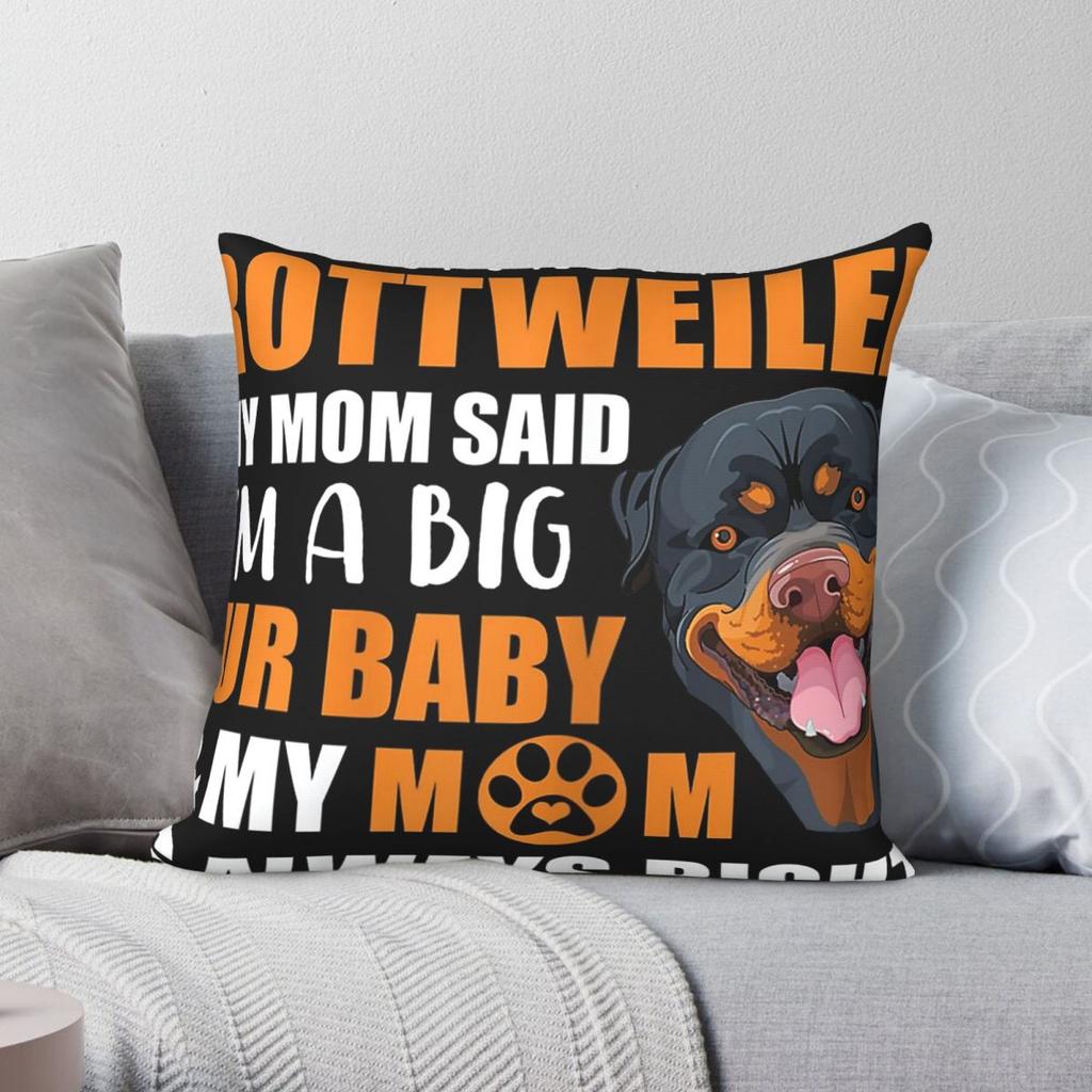 Rottweiler Big Fur Baby Square Pillowcase Polyester Linen Velvet Printed Zip Decor Throw Pillow Case Home Cushion Cover