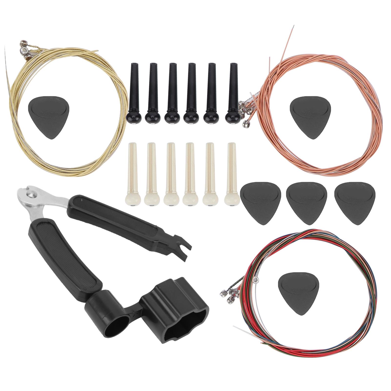 

Guitar Accessory Kit String Pick Bridge Pin 3 in 1 Tool Replacement Set for Banjo ViolinM02283