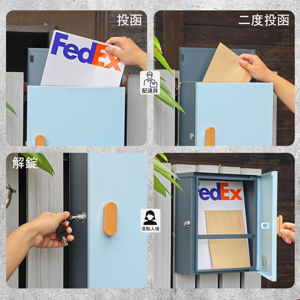 HIROMORI Large Outdoor Waterproof and Fits A4 Envelopes Mail Drop with Wall-Mounted Mailbox, Capacity, Use, Rustproof, Stylish, (3-corner),