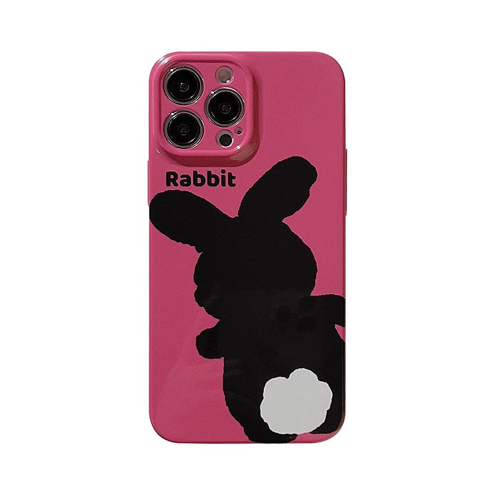 Black Rabbit Back IPhone 14 Apple Phone Case 13Pro Max Simple 11 Suitable for 1516 Film 8 Hard
