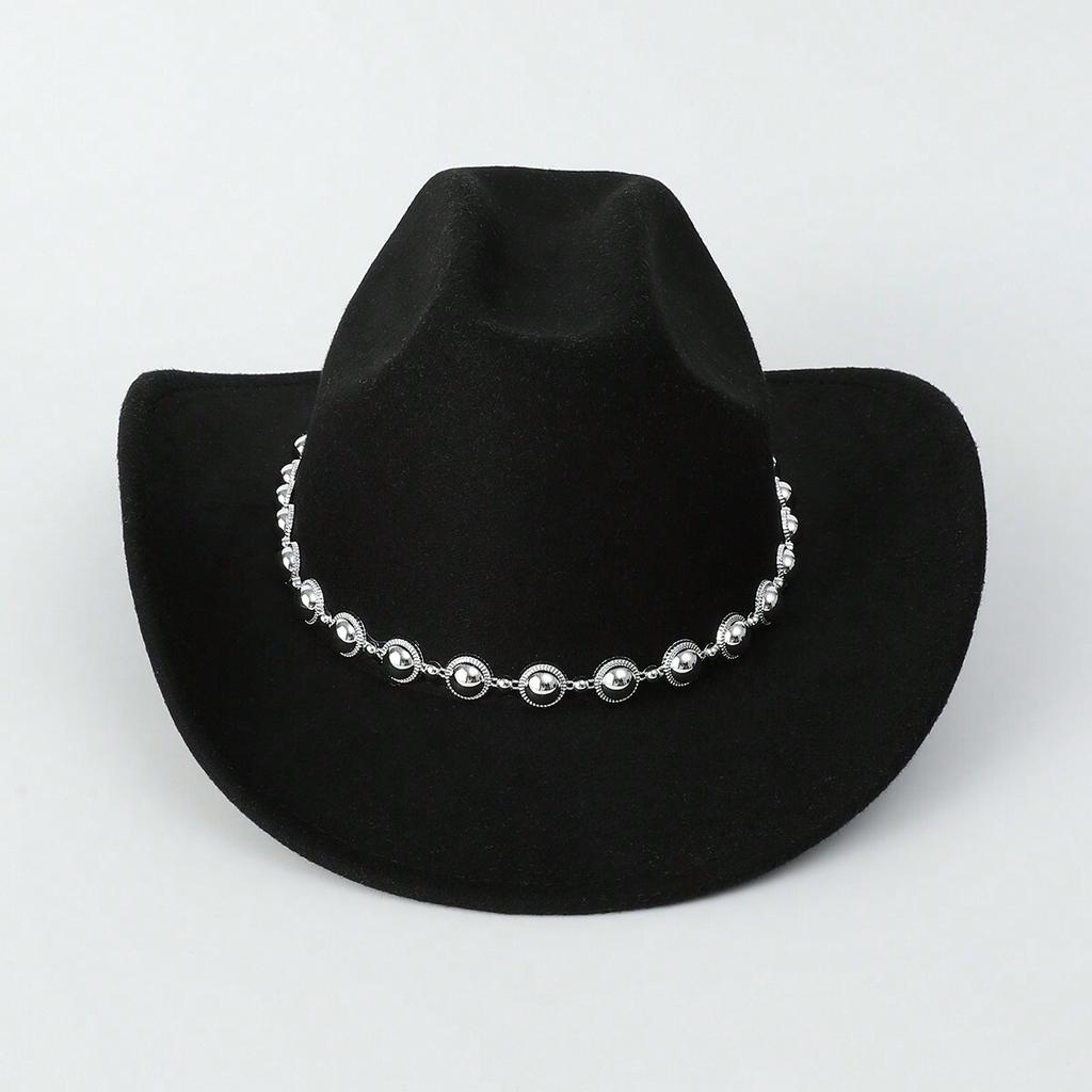 European and American men's and women's western cowboy top hats outing party jazz hat colored diamond bridal woolen hat
