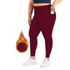Women's High-waisted Hip Lift Pocket Large Size Sports Wear Sports Plus Fleece Yoga Pants Nine-point Pants