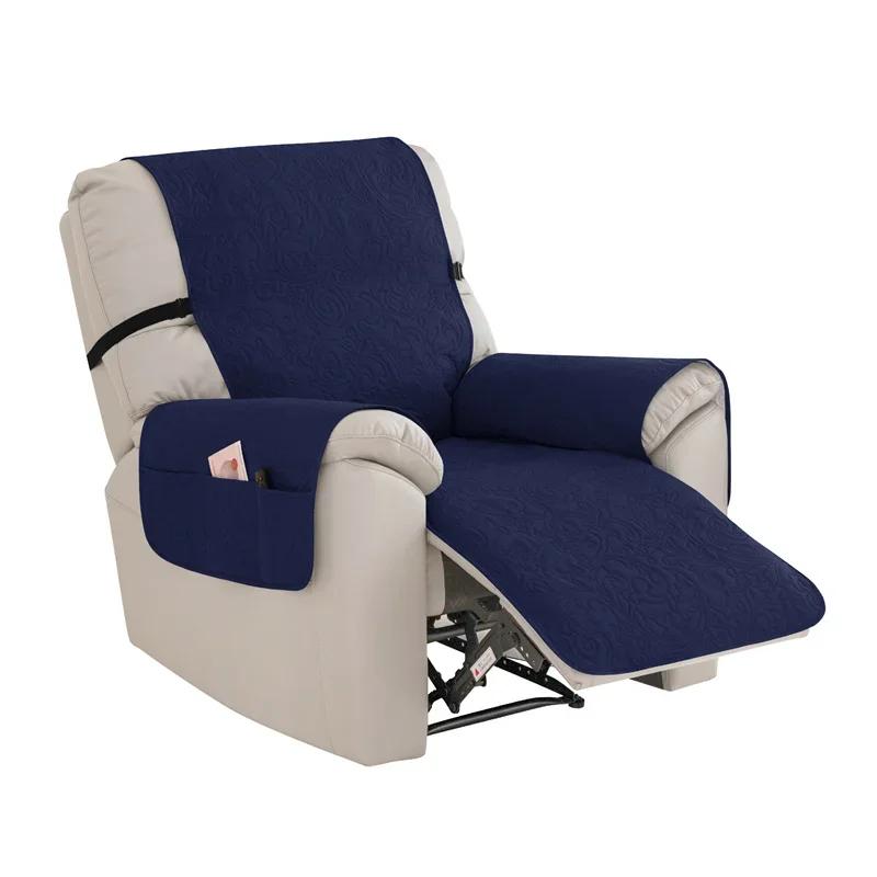 1 Seat Quilted Recliner Sofa Cover Dogs Pets Anti-Slip Chair Covers with Elastic Strap Anti-wear Lazy Boy Armchair Slipcovers